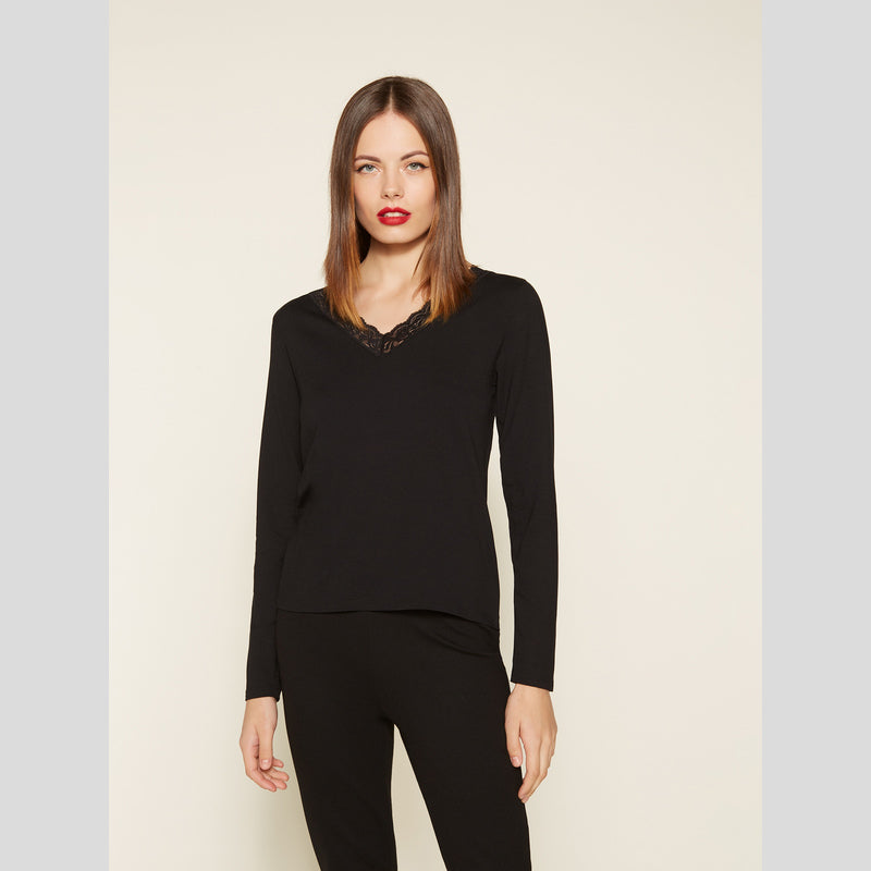 Camiseta Pico ESCORPION Puntilla NEGRO