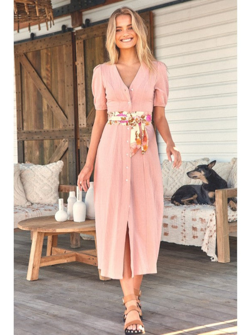 Vestido Largo JAASE Rosette ROSA POLVO