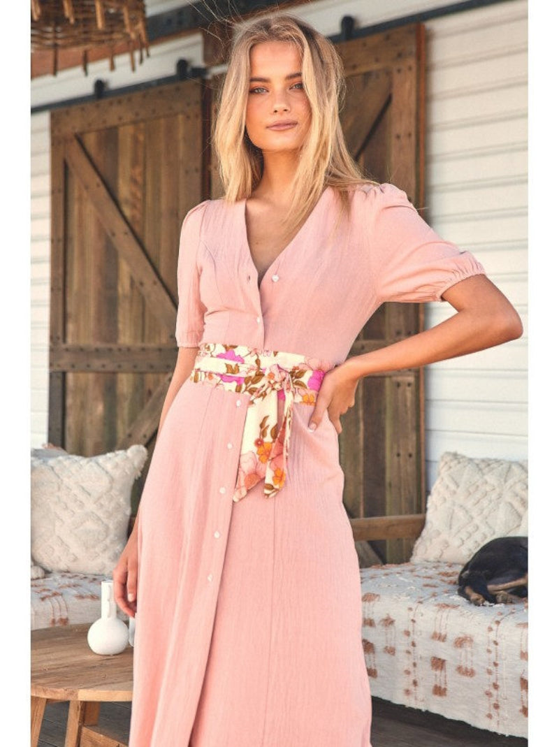 Vestido Largo JAASE Rosette ROSA POLVO