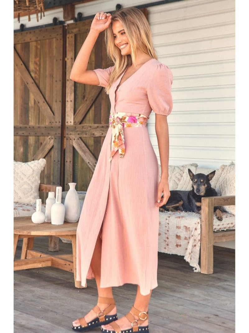 Vestido Largo JAASE Rosette ROSA POLVO