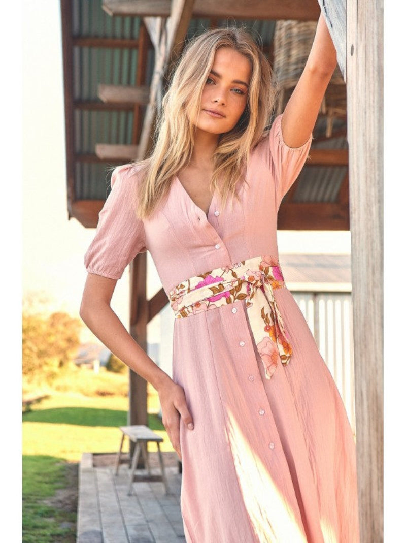 Vestido Largo JAASE Rosette ROSA POLVO