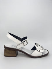 Sandalia Baja PLUMERS Adorno Piel BLANCA