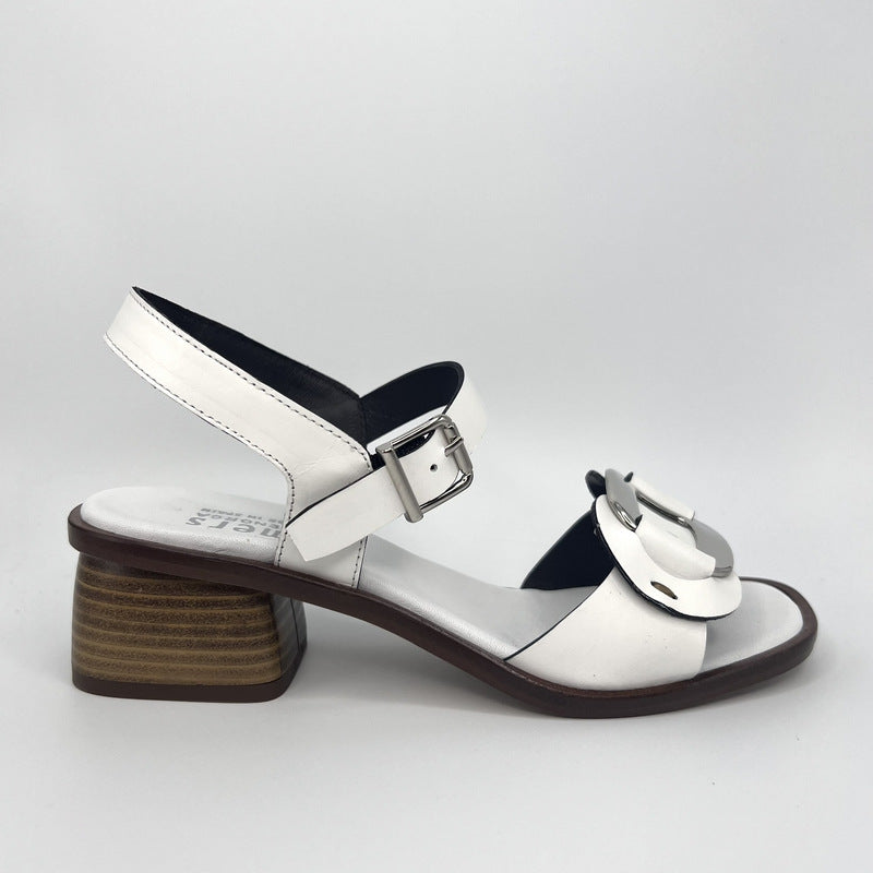 Sandalia Baja PLUMERS Adorno Piel BLANCA