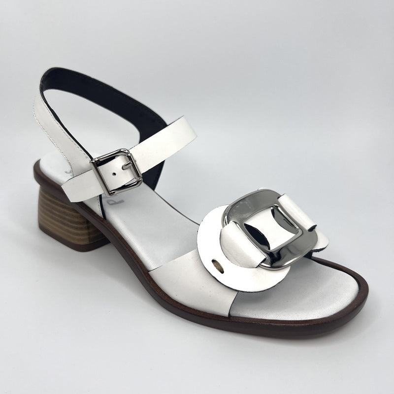 Sandalia Baja PLUMERS Adorno Piel BLANCA