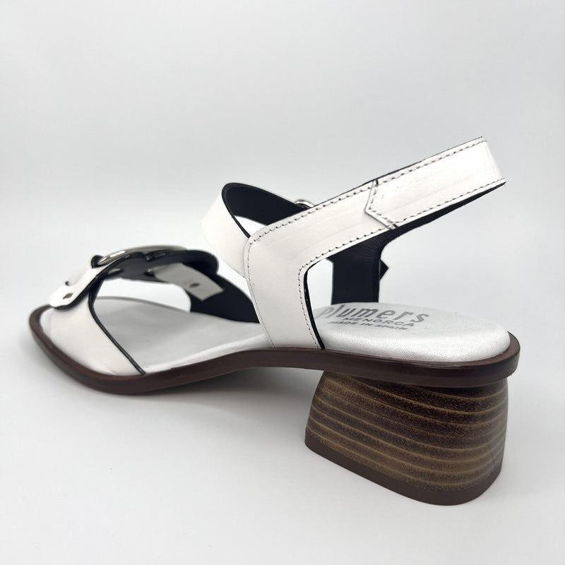 Sandalia Baja PLUMERS Adorno Piel BLANCA