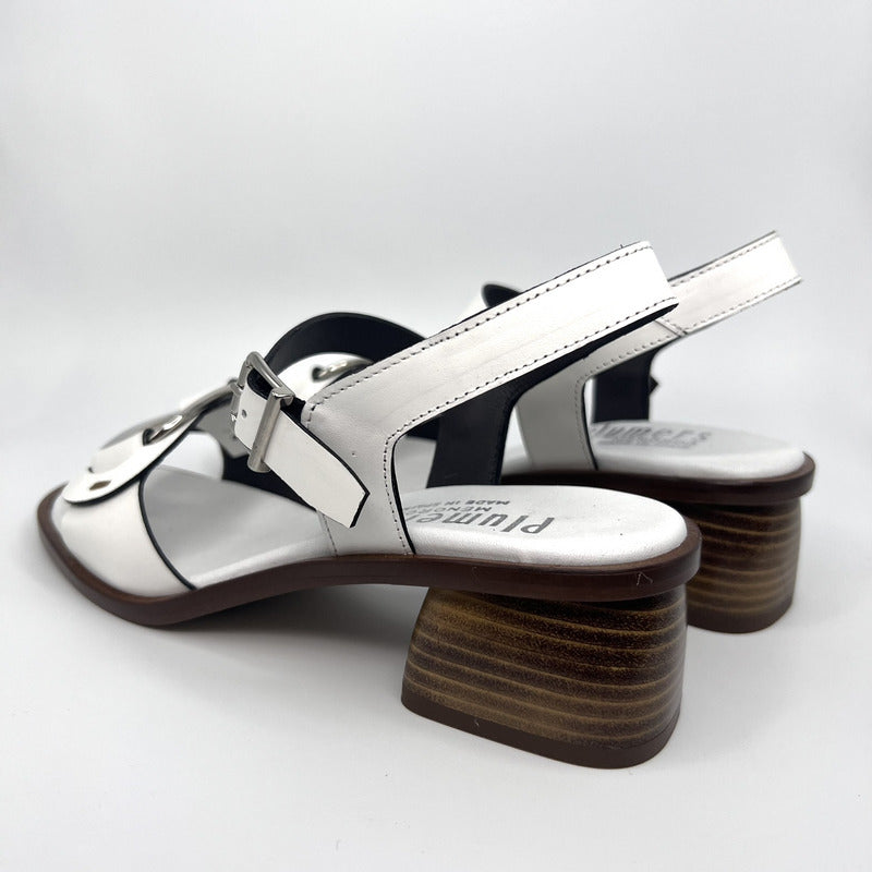 Sandalia Baja PLUMERS Adorno Piel BLANCA