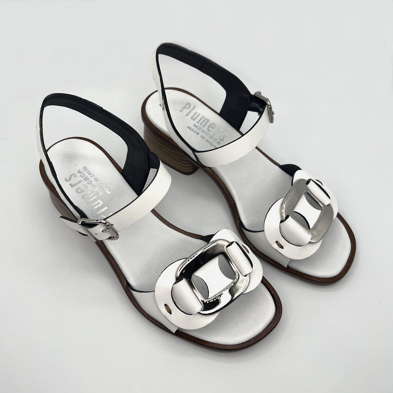 Sandalia Baja PLUMERS Adorno Piel BLANCA