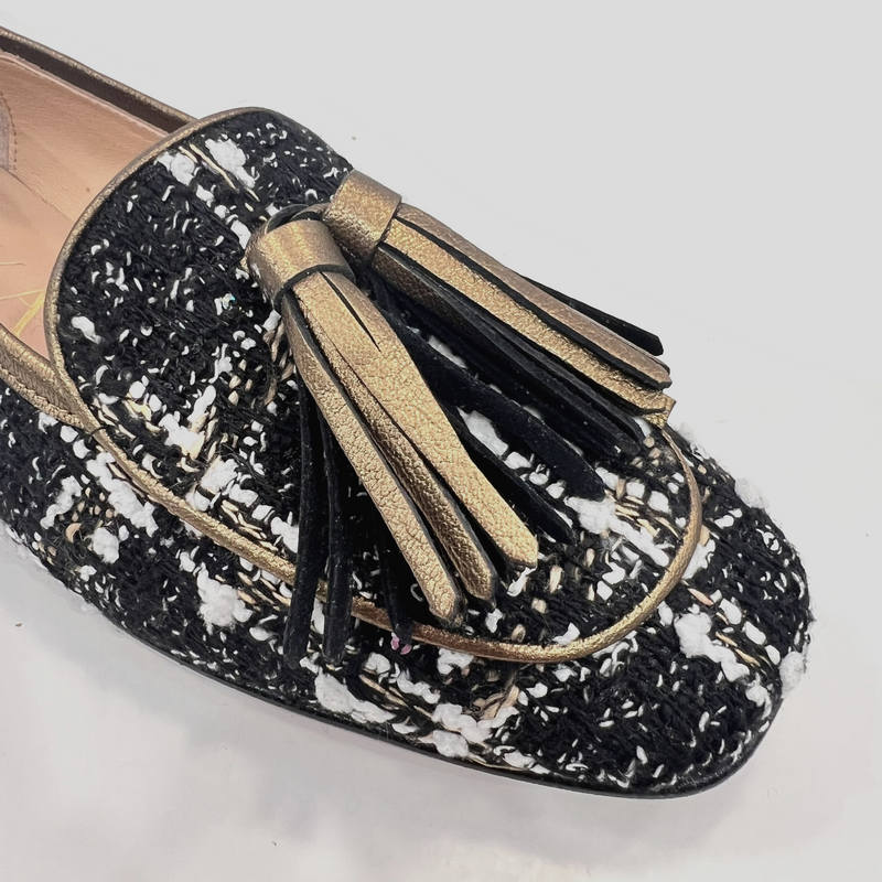 Slipper MIUXA Tweed Chanel NEGRO