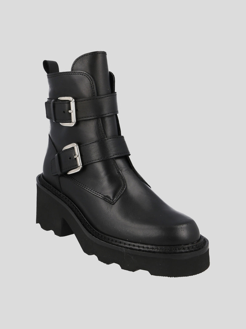 Botín HebillasALPE Plataforma Piel NEGRO