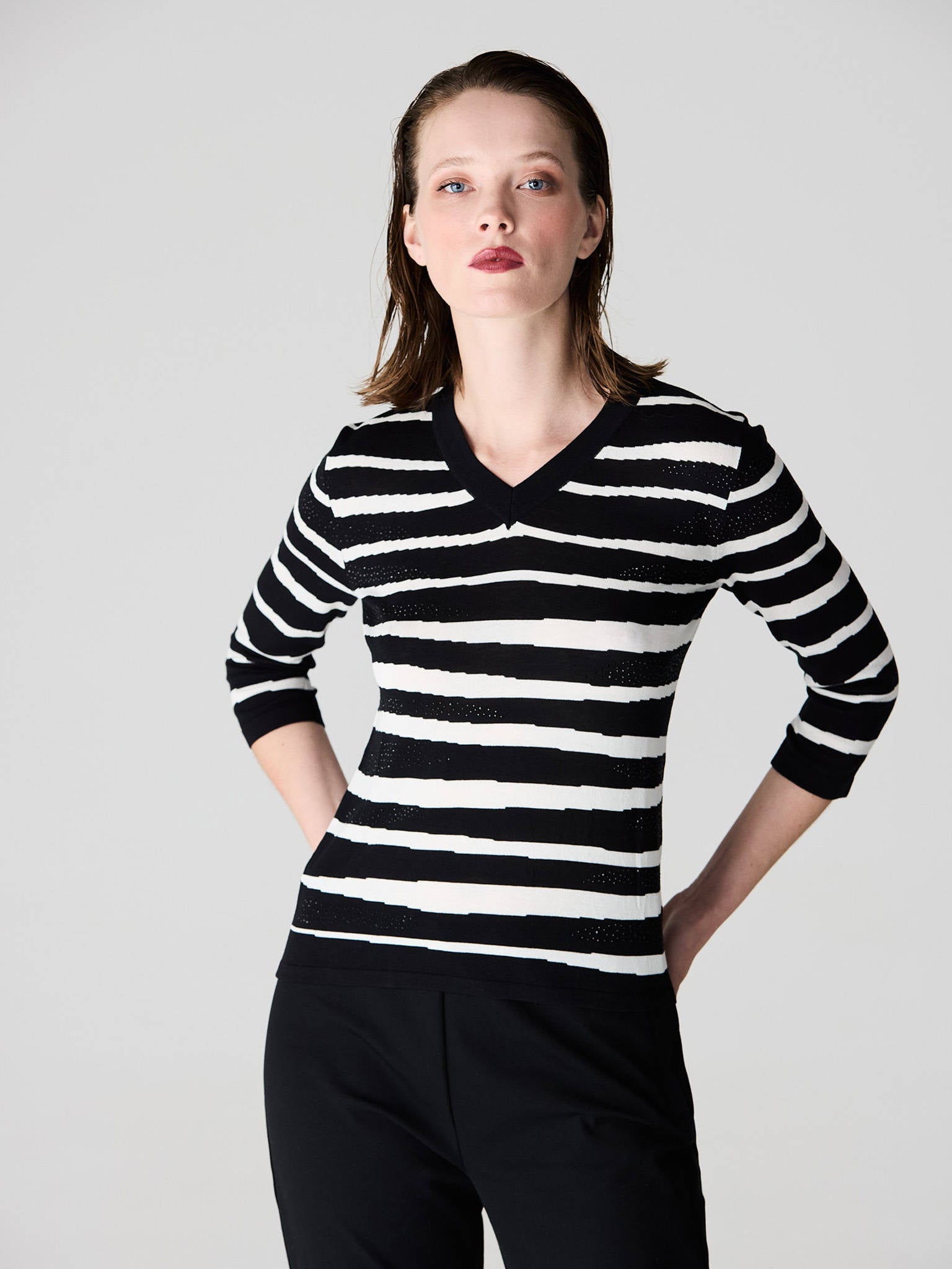 Jersey Pico ESCORPION Rayas BLANCO/NEGRO