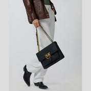 Bolso Love One Soft Big PINKO Oro NEGRO