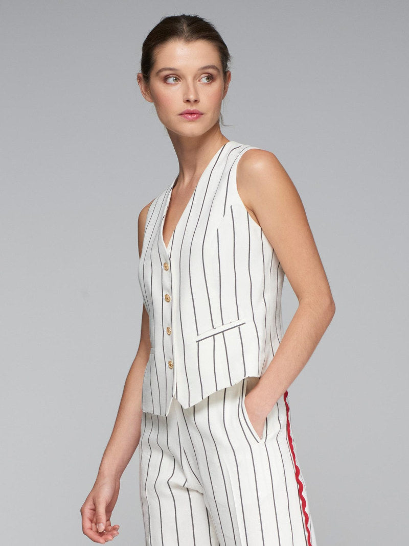 Chaleco Agata VILAGALLO RayasLino BLANCO