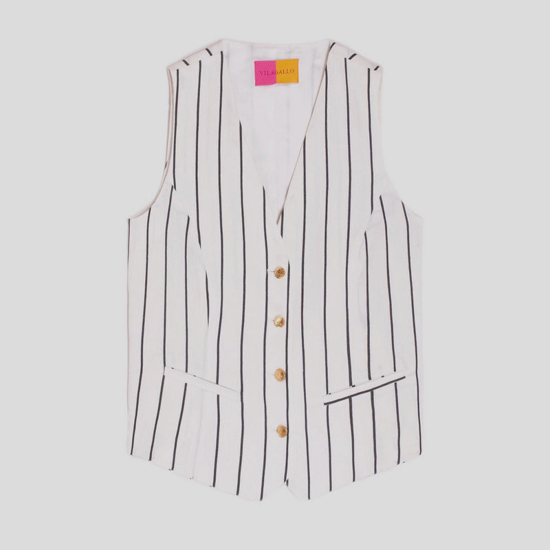 Chaleco Agata VILAGALLO RayasLino BLANCO