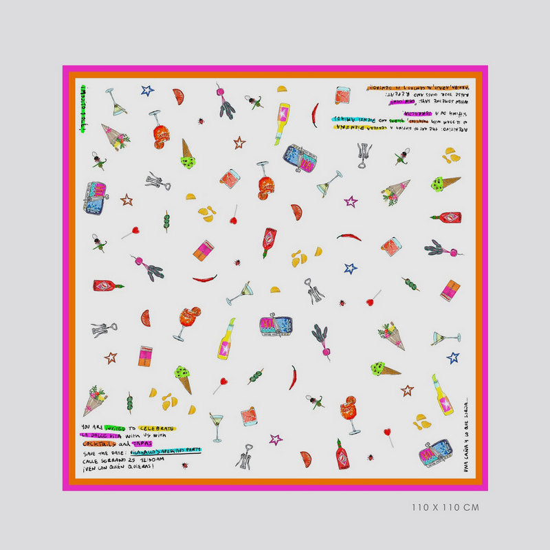 Foulard Seda VILAGALLO AperitivoMULTICOL