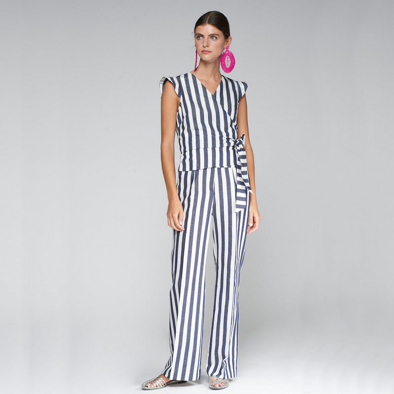 Top Cruzado VILAGALLO RayasLinoMARINO