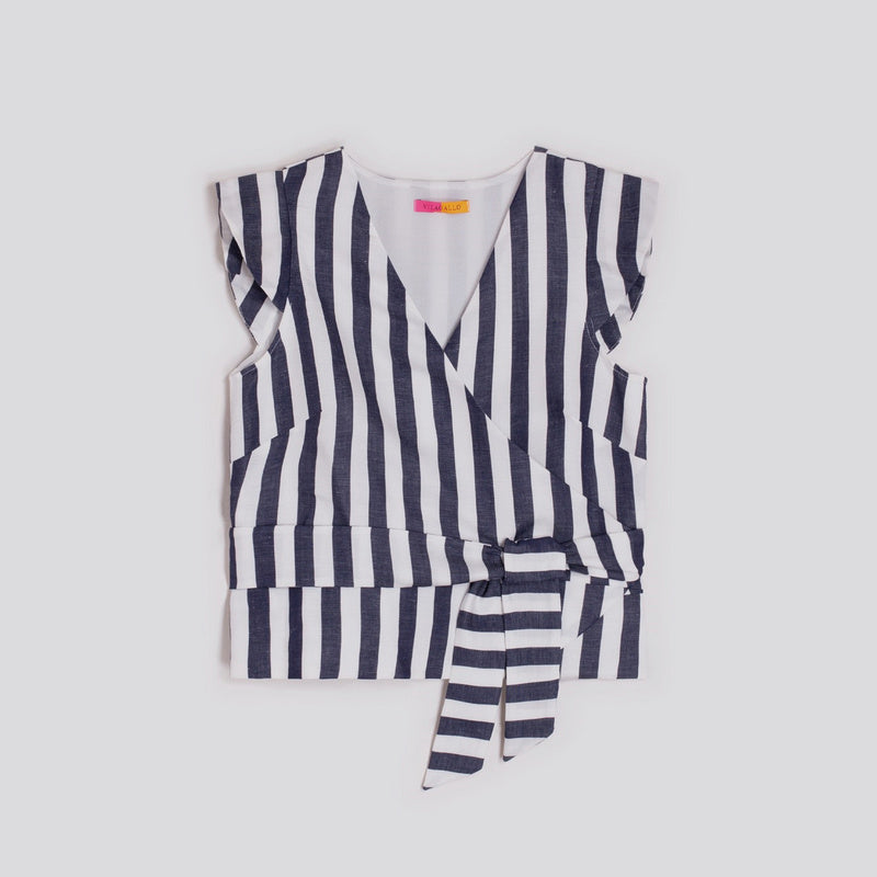 Top Cruzado VILAGALLO RayasLinoMARINO