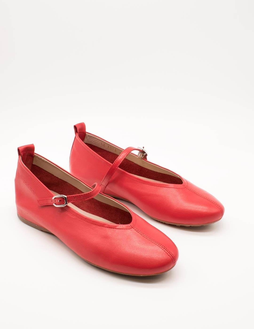 Merceditas Cuña Baja WONDERS Piel ROJO