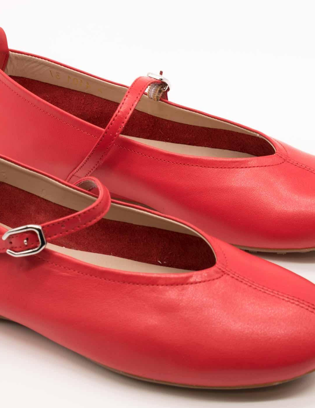 Merceditas Cuña Baja WONDERS Piel ROJO