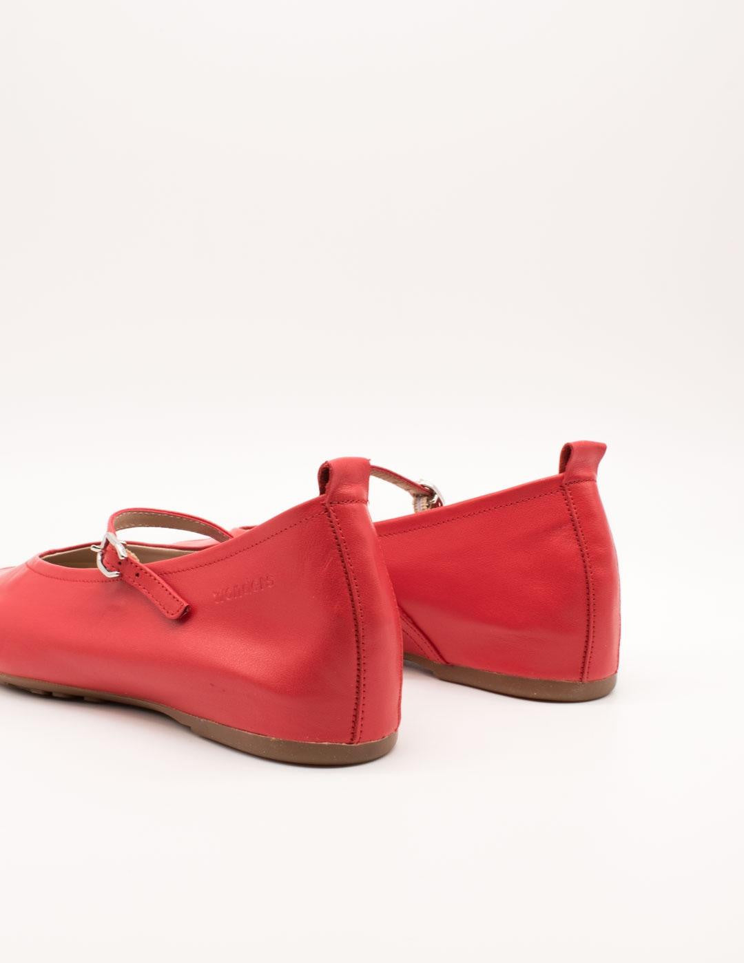 Merceditas Cuña Baja WONDERS Piel ROJO
