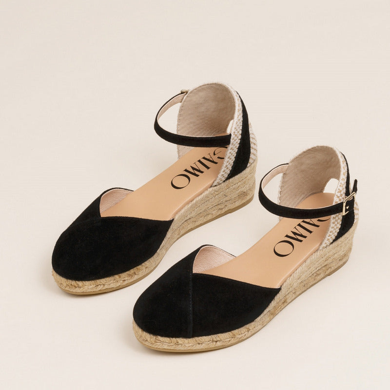 Alpargata Cuña GAIMO Copita Ante NEGRO