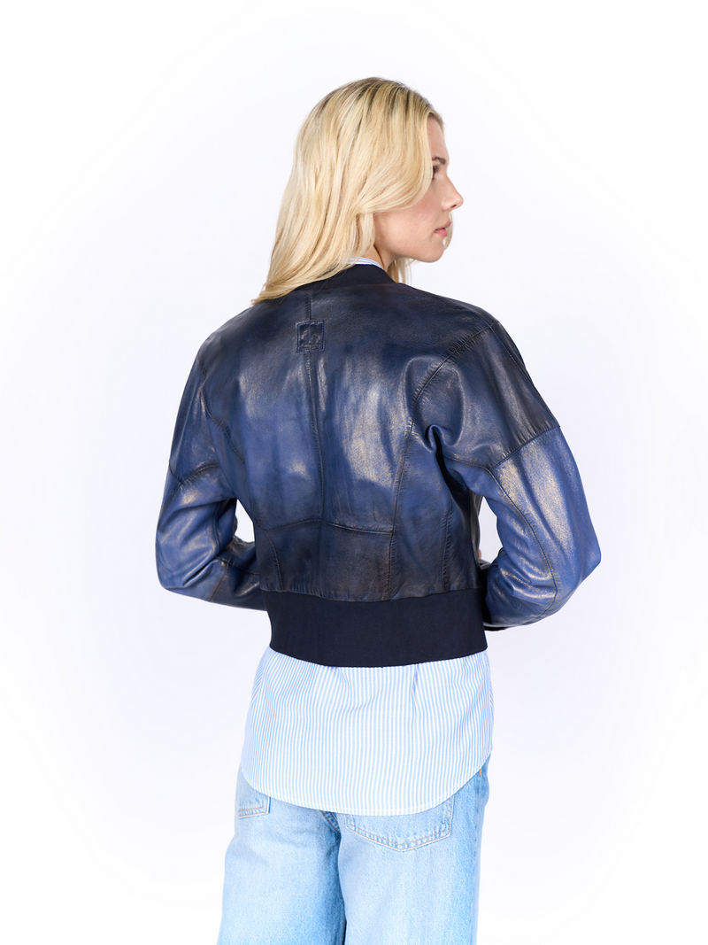 Bomber Corta FREAKY NATION Piel AZUL
