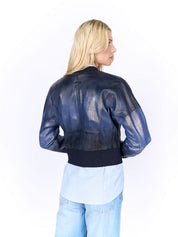Bomber Corta FREAKY NATION Piel AZUL