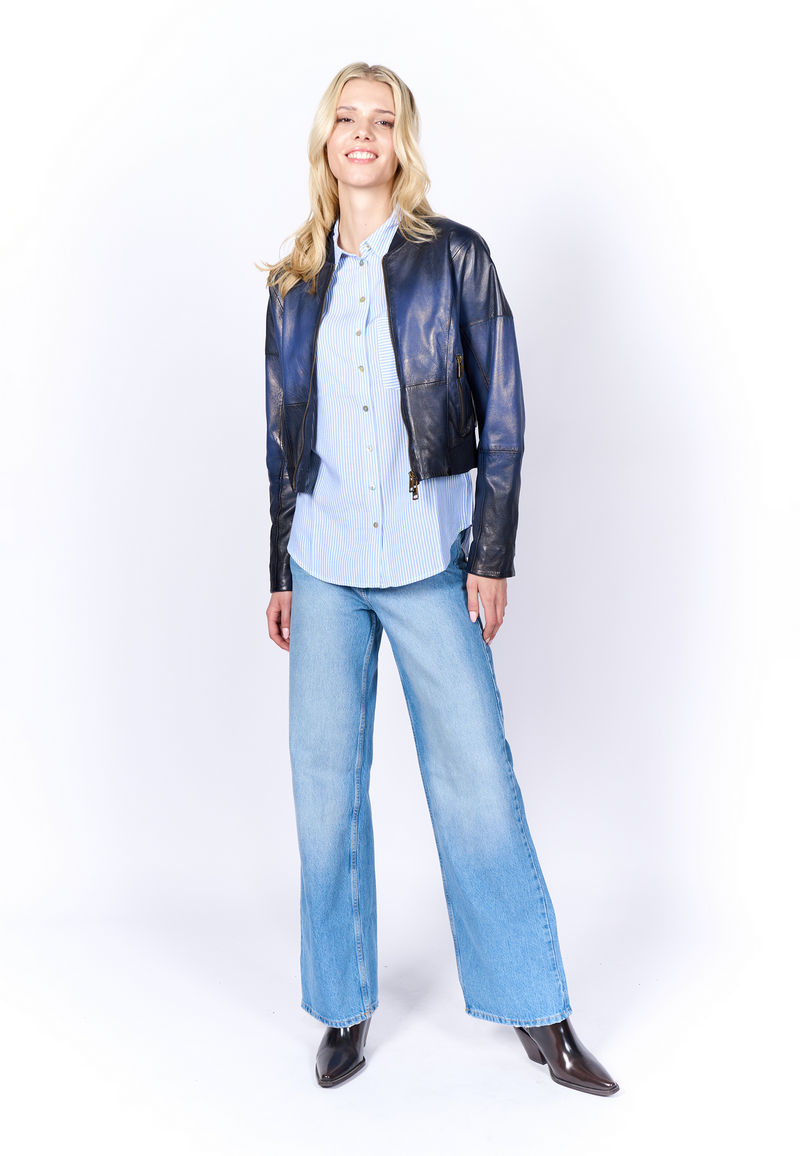 Bomber Corta FREAKY NATION Piel AZUL