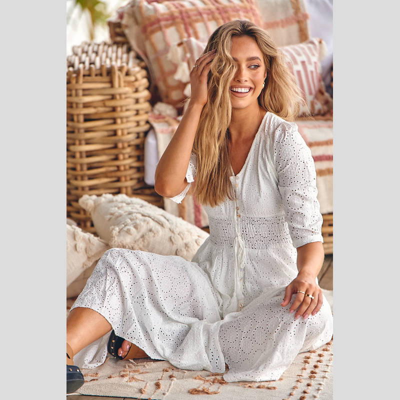 Vestido Bordado JAASE Indiana BLANCO