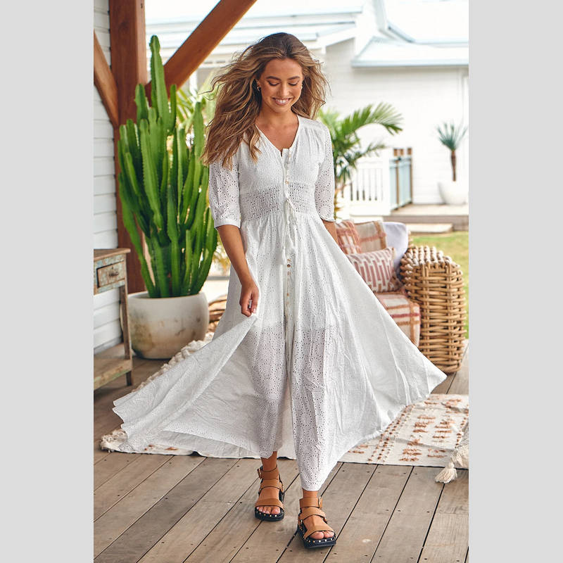 Vestido Bordado JAASE Indiana BLANCO