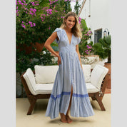Vestido JAASE Tabitha Rayas AZUL/BLANCO