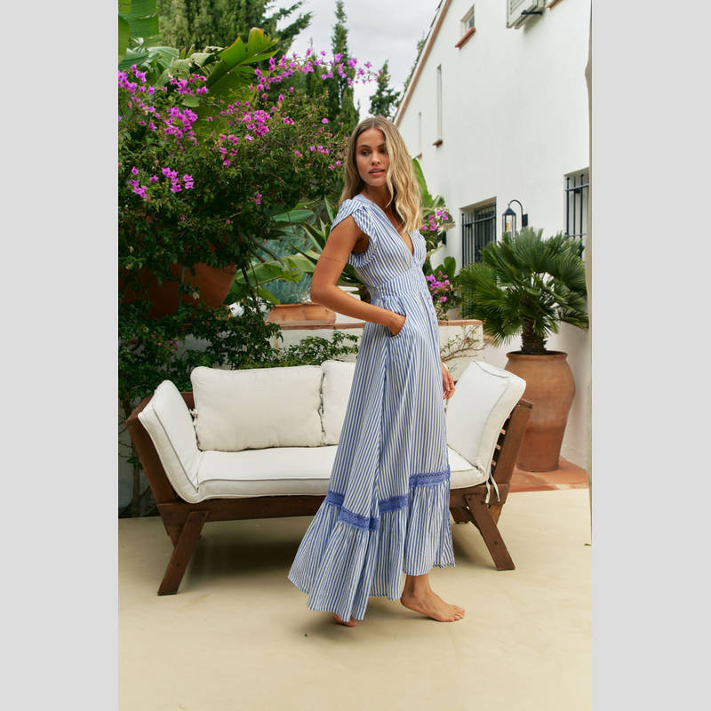 Vestido JAASE Tabitha Rayas AZUL/BLANCO