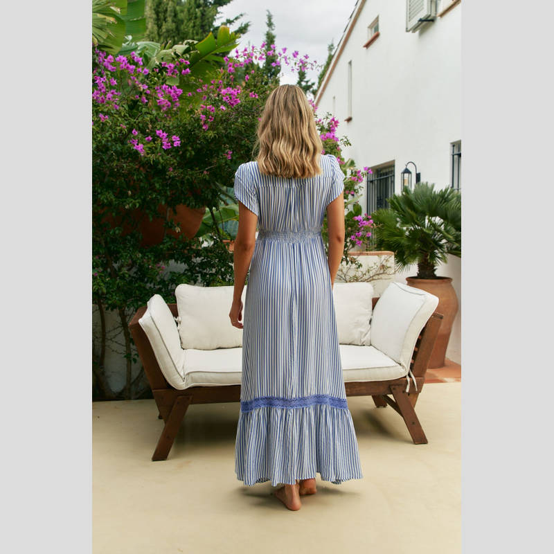 Vestido JAASE Tabitha Rayas AZUL/BLANCO