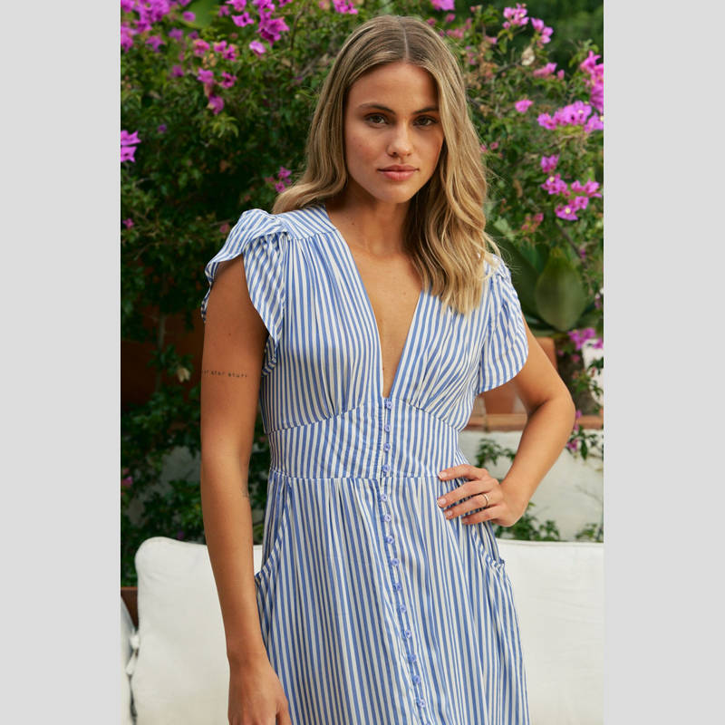 Vestido JAASE Tabitha Rayas AZUL/BLANCO