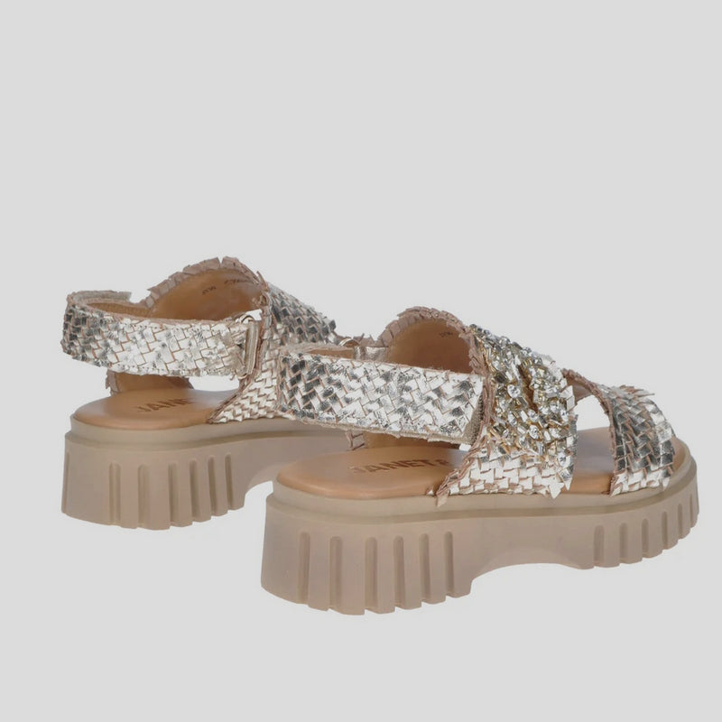 Sandalia JANET&JANET Piel Trenzada ORO