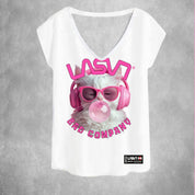 Camiseta Pico Mujer LaSAL Cat BLANCO