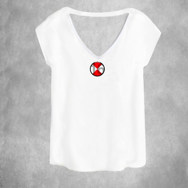 Camiseta Pico Mujer LaSAL Cat BLANCO