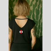 Camiseta Pico Mujer LaSAL Cat NEGRO