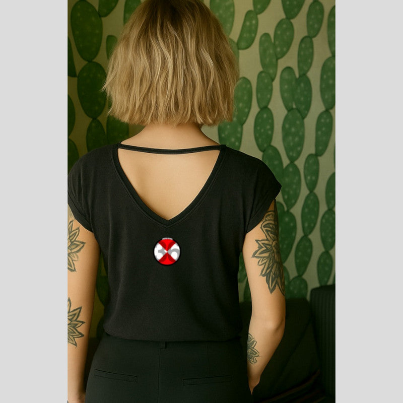 Camiseta Pico Mujer LaSAL Cat NEGRO