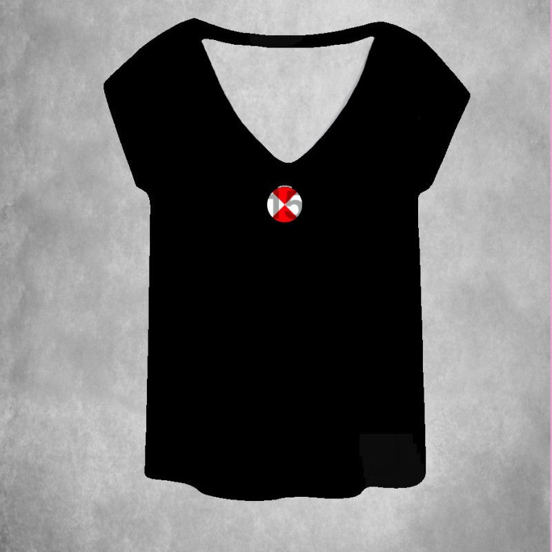 Camiseta Pico Mujer LaSAL Cat NEGRO