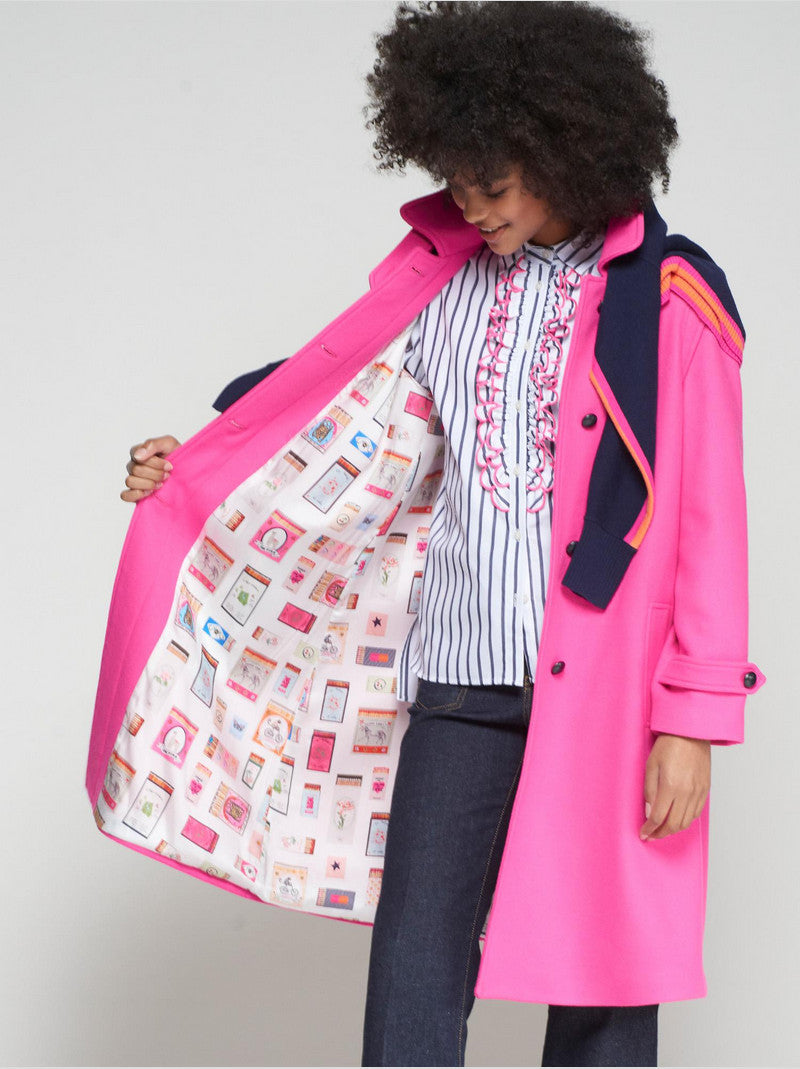 Abrigo Loden VILAGALLO Lana Rosa Fucsia