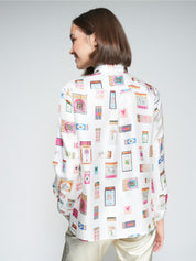 Camisa Tea VILAGALLO Seda Print Cerillas