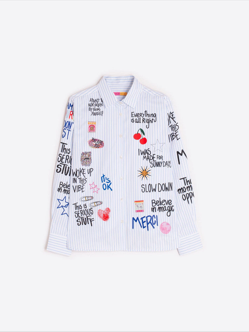 Camisa Isa VILAGALLO Graffiti Raya Azul