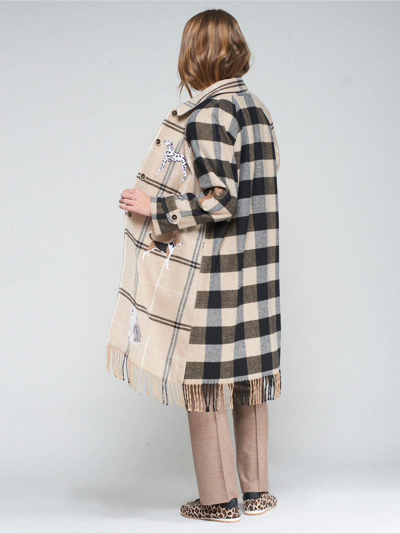 Abrigo Berenice VILAGALLO Cuadros Flecos