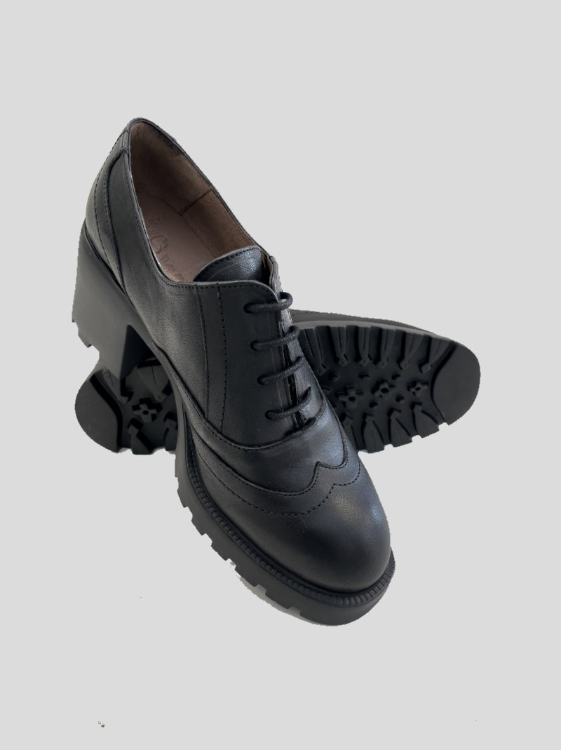 Zapato Cordones WONDERS Unfly Piel NEGRO