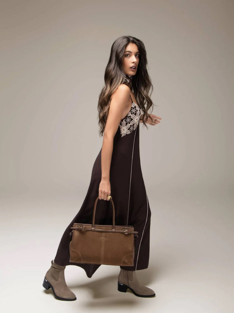 Bolso Hombro CARMELA Combi Ante MARRÓN