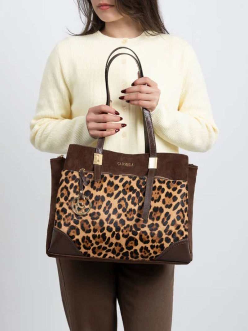 Bolso Hombro CARMELA Textil LEOPARDO