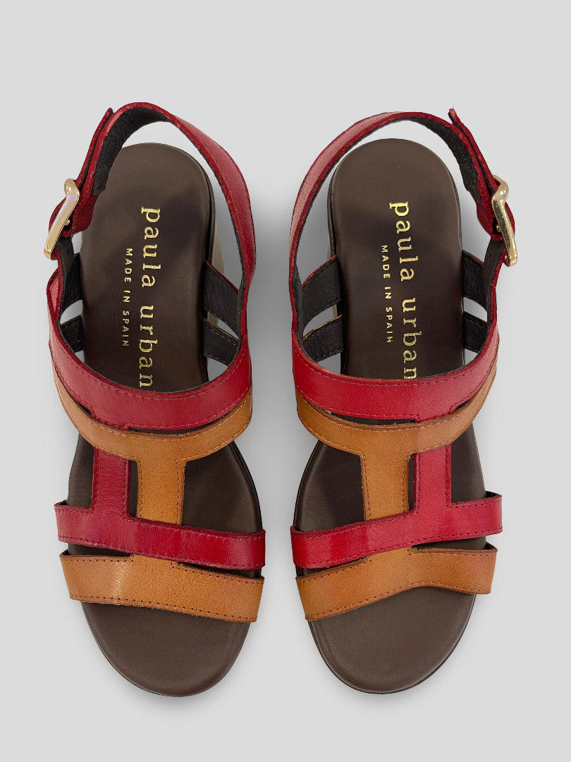Sandalia Tiras PAULA URBAN Piel Bicolor