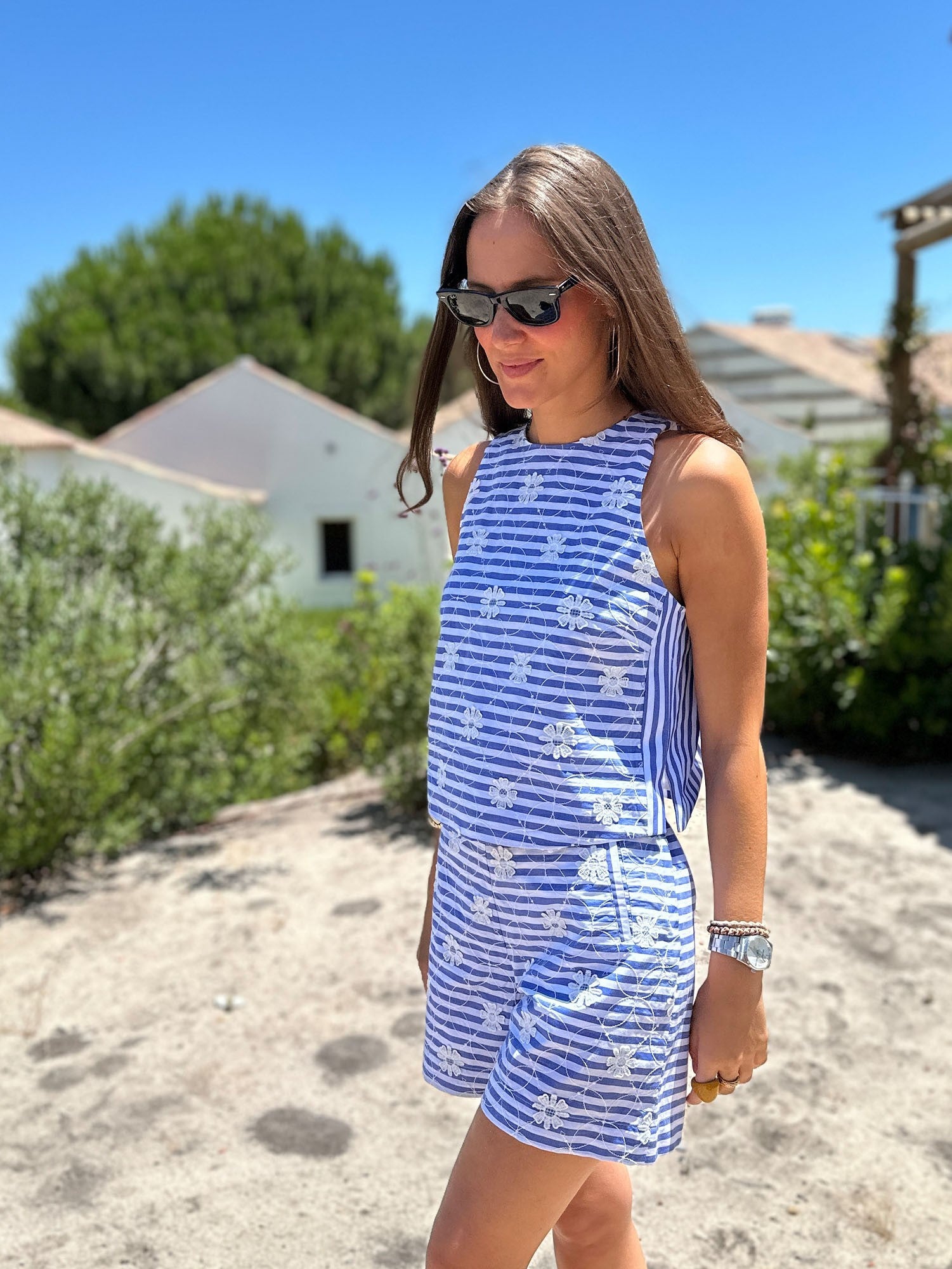 Short Rayas VILAGALLO Bordado Floral