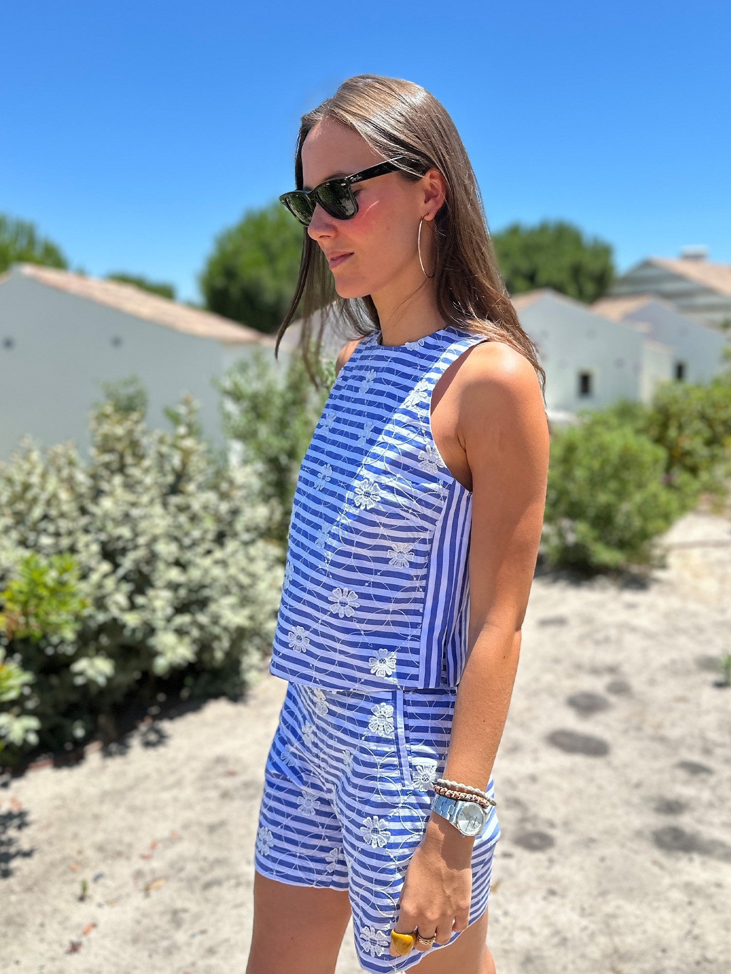 Short Rayas VILAGALLO Bordado Floral