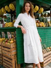 Vestido Largo VILAGALLO Bordado Cinturón
